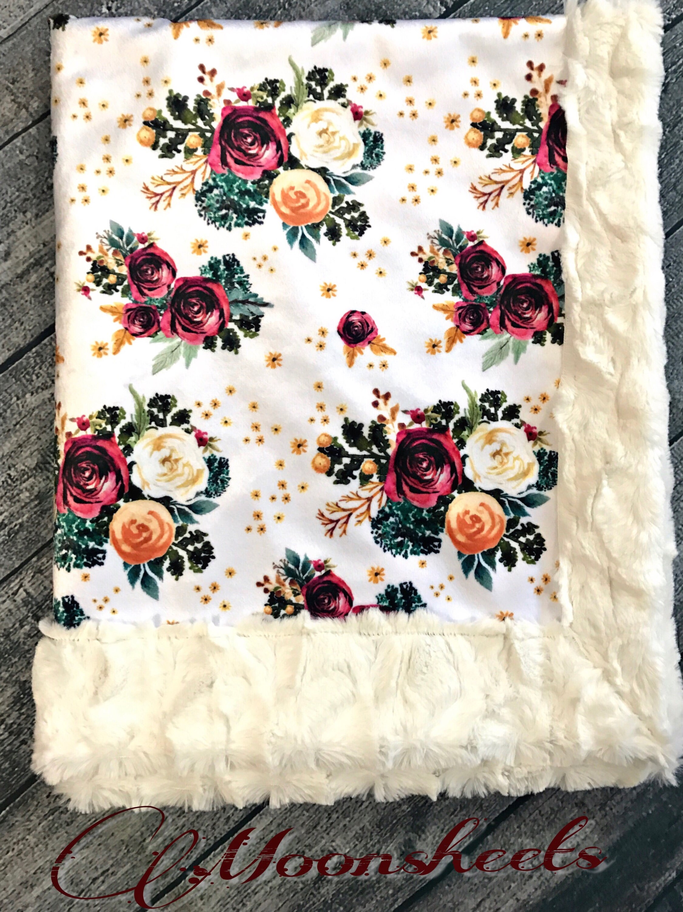 Pink Crib Quilt, Baby Custom Blanket, Floral Nursery Decor ...