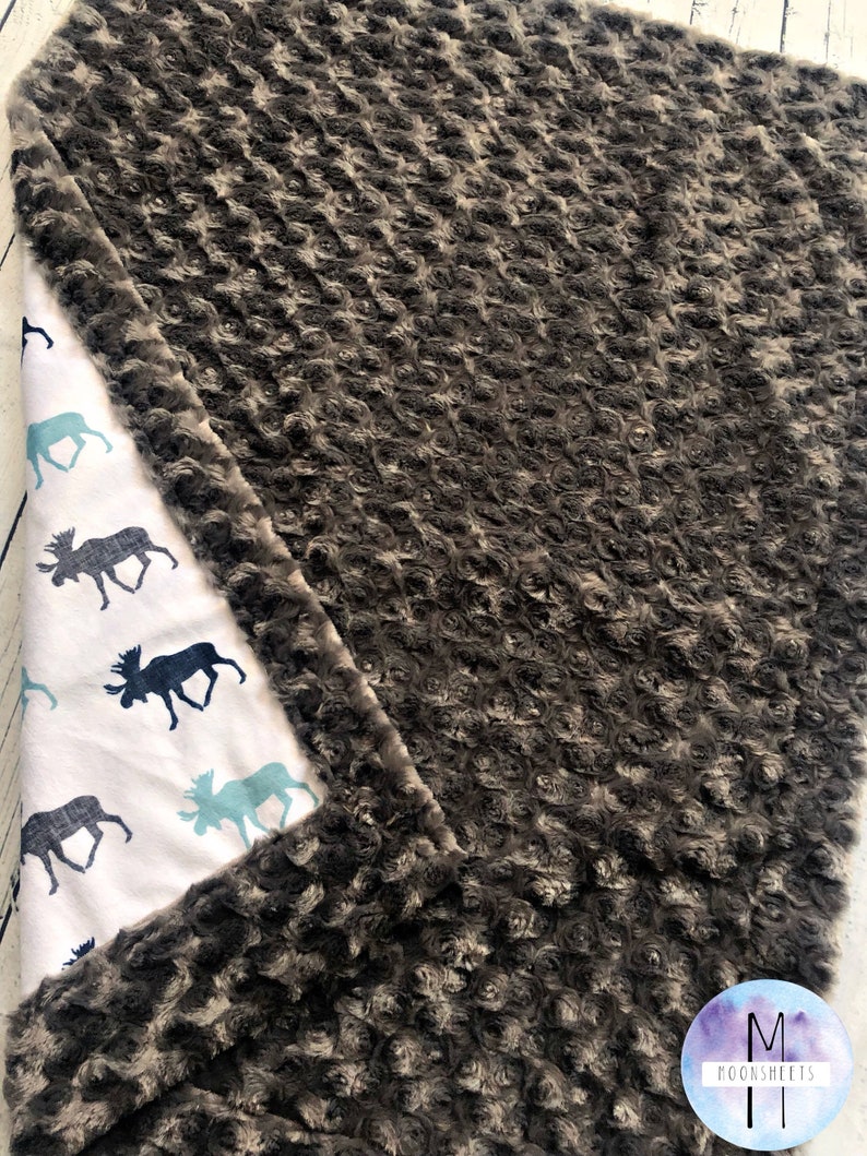 Moose Minky Baby Blanket Adult Blanket Twin Blanket Lumberjack Blanket Crib Blanket