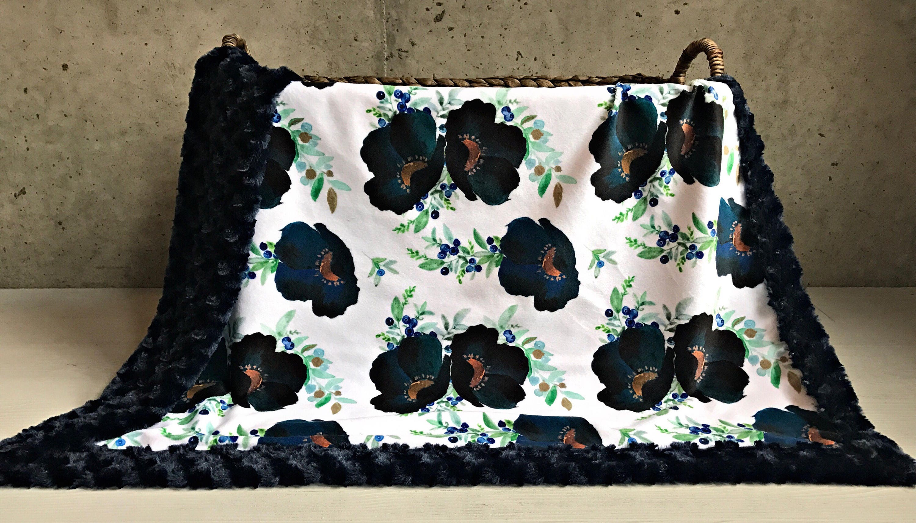 Minky Baby Blanket Flower Blanket Crib Blanket Nursery Etsy