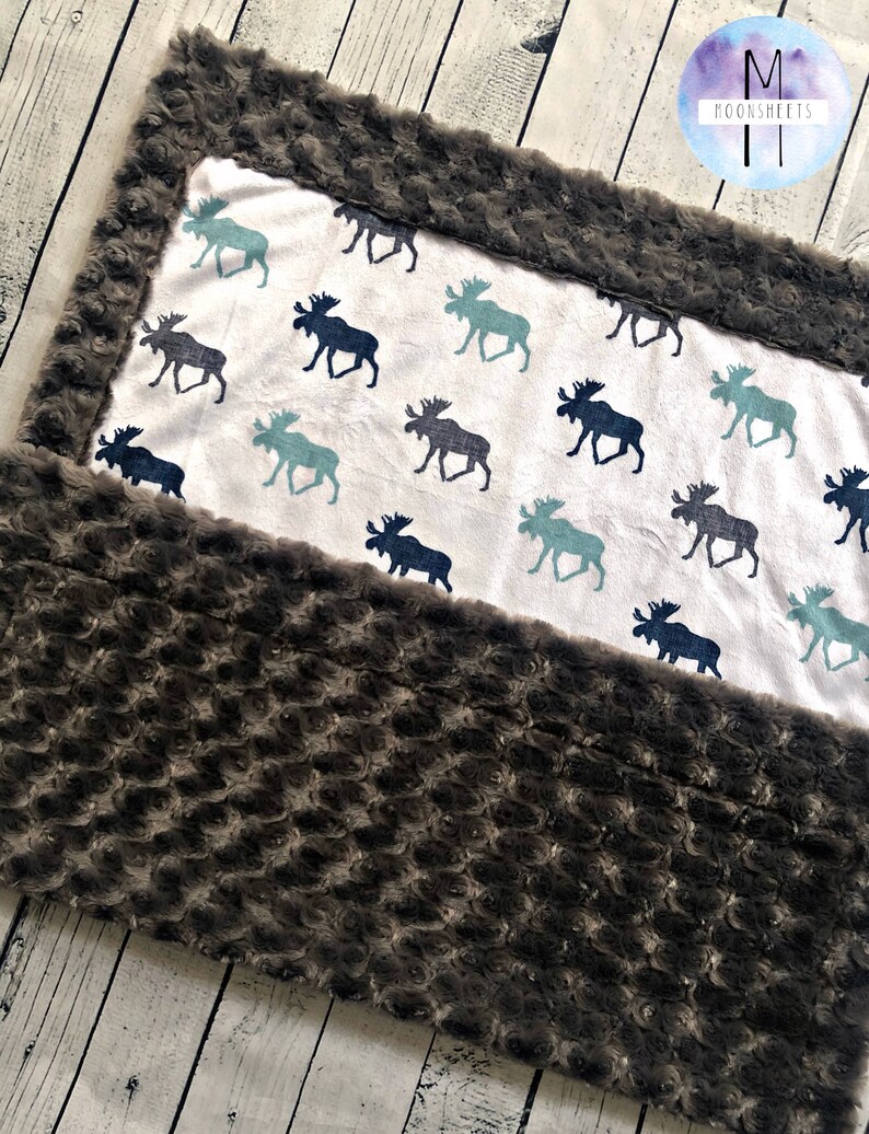 Moose Minky Baby Blanket Adult Blanket Twin Blanket Lumberjack Blanket Crib Blanket