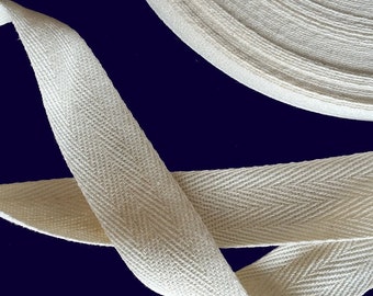 1" Cotton Herringbone Natural Twill Tape 50 YARDS