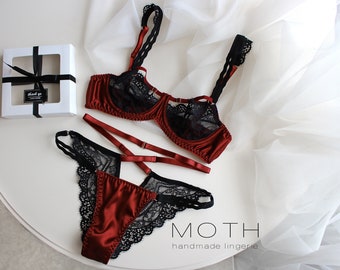 red and black lingerie