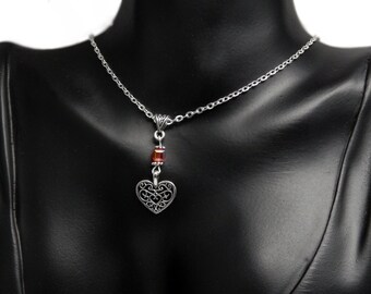 Filigree heart necklace and Swarovski crystal