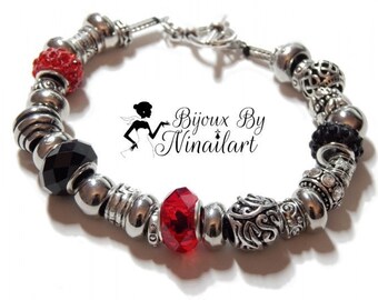 European bracelet inspired by red and black Pandora