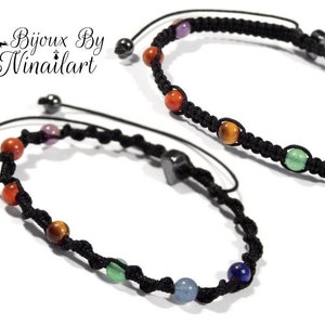 Adjustable hand-woven 7 chakra bracelet image 1