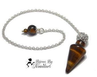 Pendulum Dowsing Reiki Tiger's Eye Witch and Rock Crystal