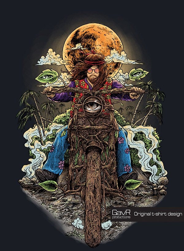 T shirt men EASY RIDER american rebel psychedelic tee Etsy