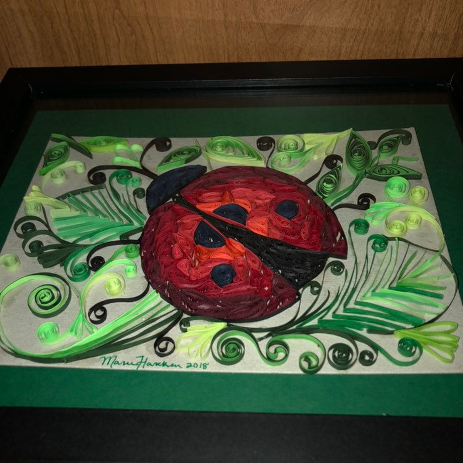 Quilling Ladybug Design Original Quilled Art Red Bug in Leaves Etsy
