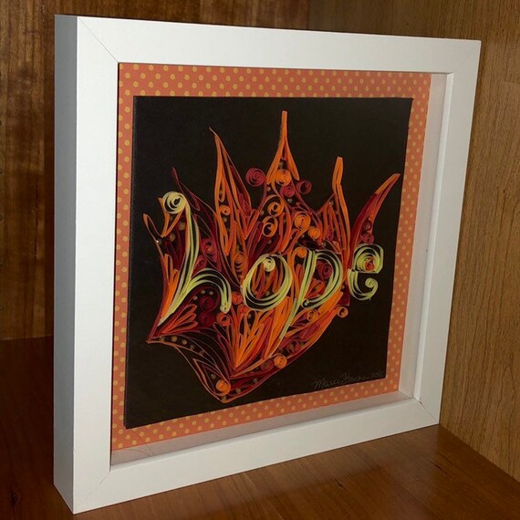 Hope Fire Quilling Original Design Quilled Paper Art Unique Wall Art Decorative Artwork In Shadowbox Frame