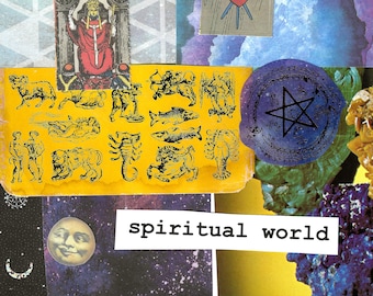 Spiritual World Paper Pack Witchy Art Journal Kit Ephemera Vintage Mixed Paper for Collage Astrology Tarot Junk Journal