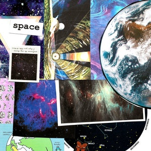 Space Paper Pack Universe Art Journal Kit Ephemera Vintage Mixed Paper for Collage Science Junk Journal