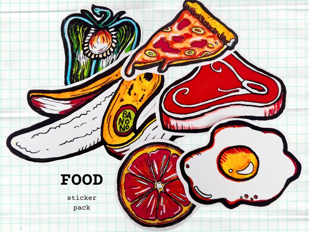 Food Sticker Pack Glossy Vinyl Stickers Decals Art Water-resistant - Etsy