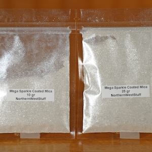 Mica, Mega Sparkle Coated, Iridescent/Pearlescent Flake, #4 Fine Flake Size (4th Finest)-(Free Shipping on orders 35.00 or more!)