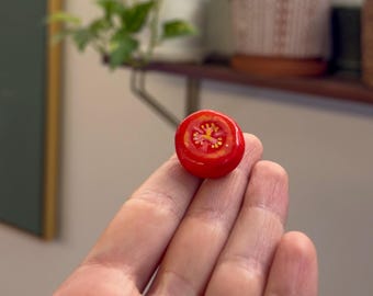 Aimant en tranches de tomate fait main - Décoration réaliste pour réfrigérateur en argile séchée à l'air