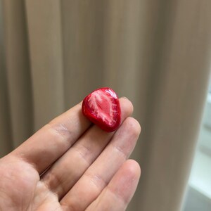 Handmade Strawberry Slice Magnet –Air Dry Clay Fruit Magnet, Cute Fridge Decor, Painted Clay Magnet, Summer Kitchen Magnet, Fruit Lover Gift