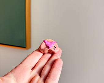 Handmade Clay Butt Magnet – Pink Bikini, Funny Gag Gift