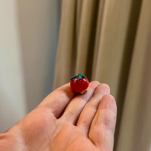 Red Tomato Magnet, Miniature Food Sculpture, Kitchen Decor, Unique Fridge Magnet Handmade