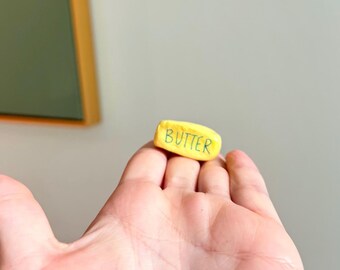 Handmade Butter Magnet - Mini Clay Stick of Butter Fridge Decor, Cute Kitchen Accessory