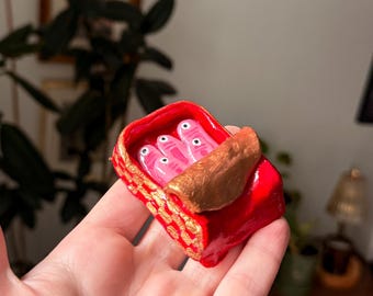 Sardine Fridge Magnet - Quirky Miniature Food Sculpture, Unique Kitchen Decor, Handmade Funny Clay Magnet
