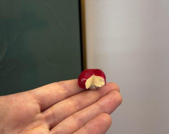 Imán de queso Gouda hecho a mano – Rueda de cera roja, decoración de cocina