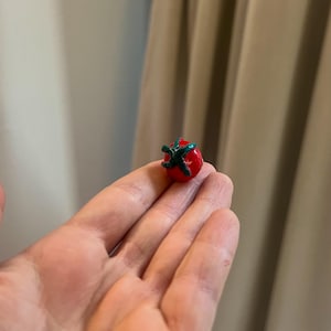 Red Tomato Magnet, Miniature Food Sculpture, Handmade Kitchen Decor, Unique Fridge Magnet