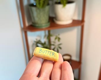 Handmade Butter Magnet - Mini Clay Stick of Butter Fridge Decor, Cute Kitchen Accessory