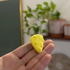 Handmade Miniature Clay Cheese Slice Magnet - Cute Fridge Magnet, Food Lover Gift, Unique Kitchen Decor, Custom Clay Magnets