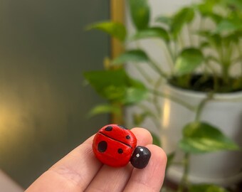 Ladybug Clay Magnet - Cute Bug Fridge Decor, Whimsical Nature-Inspired Kitchen Accessory, Handmade Gift for Insect Lovers