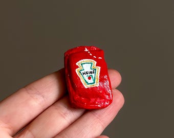 Handmade Ketchup Packet Magnet – Miniature Food Pop Art