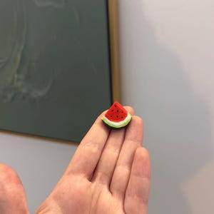 Mini Clay Watermelon Magnet – Handmade Fruit Fridge Magnet, Cute Watermelon Decor, Rustic Kitchen Magnet for Farmhouse Style