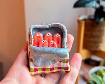 Sardine Fridge Magnet - Quirky Miniature Food Sculpture, Unique Kitchen Decor, Handmade Funny Clay Magnet