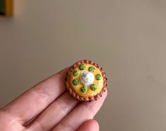 Handmade Mini Key Lime Pie Bottle Cap Fridge Magnet | Tiny Citrus Dessert Kitchen Decor