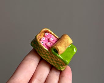 Sardine Fridge Magnet - Quirky Miniature Food Sculpture, Unique Kitchen Decor, Handmade Funny Clay Magnet