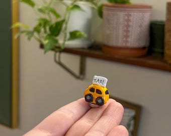 Mini Taxi Magnet - Cute NYC Yellow Cab Fridge Decor, Unique Travel-Themed Gift, Handmade Clay Whimsical Kitchen Accessory