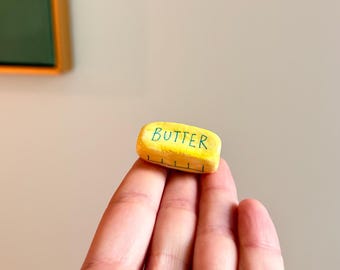 Handmade Butter Magnet – Mini Clay Fridge Decor