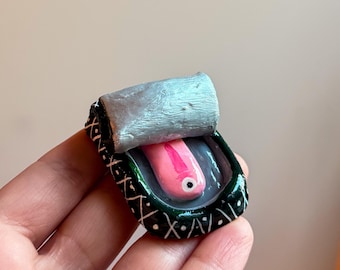 Sardine Fridge Magnet - Quirky Miniature Food Sculpture, Unique Kitchen Decor, Handmade Funny Clay Magnet