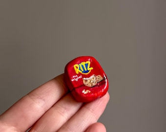 Miniature Cracker Box Magnet | Hand Painted Clay Snack Packaging Fridge Decor
