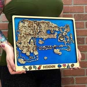 3D Hoenn Video Game Map Laser Cut Holz MultiLayer Custom Dekor Nintendo Pokemon Fan Art