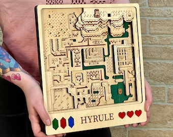 3D Dark World Hyrule Video Game Map Laser Cut Holz MultiLayer Custom Nintendo Link zwischen den Welten Link to the Past Fan Art