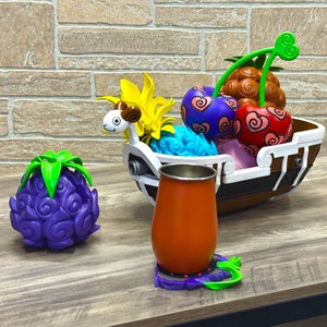 Devil Fruit Coasters & Going Merry Fruit Bowl Decorative Akuma no Mi 3D Printed Figurines Prop Fan Art Replicas