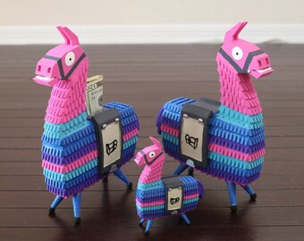 loot llama pinata battle royale 3d printed toy bank cake topper diamond high stakes golden - llama de fortnite crochet