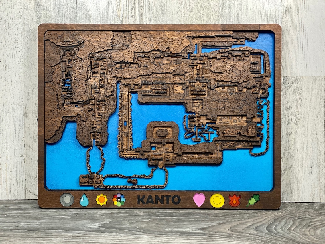 3D Kanto Video Game Map Laser Cut Wood Multilayer Custom Decor - Etsy