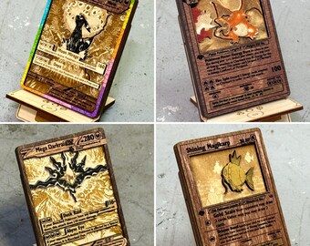 pokemon card wood Custom Wooden Pokemon Cards