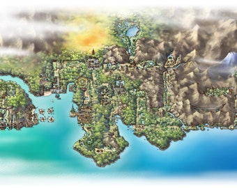 3D Johto Video Game Map Laser Cut Wood Multilayer Custom - Main Image