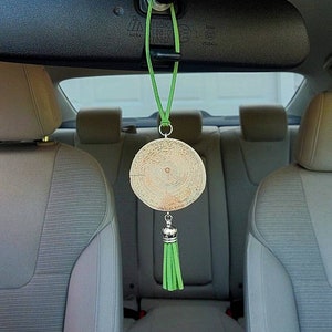 Rearview Mirror Hanging Driftwood Slice Essential Oil Diffuser Car Charm || Boho Car/Home Aromatherapy || Natural Air Freshener