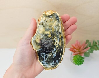 4.75" Gilded Gold Oyster Jewelry Dish || Beach/Boho Ring Holder || Jewelry Display || JD142
