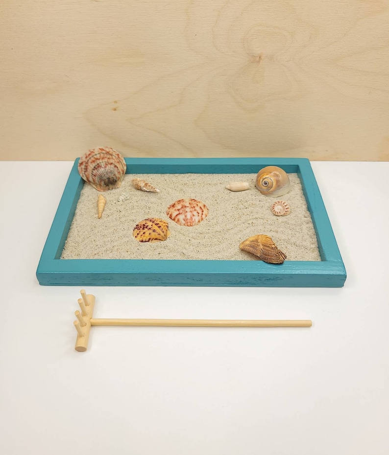 Beach Zen Garden Kit Desktop Sand Box Meditation Set Etsy