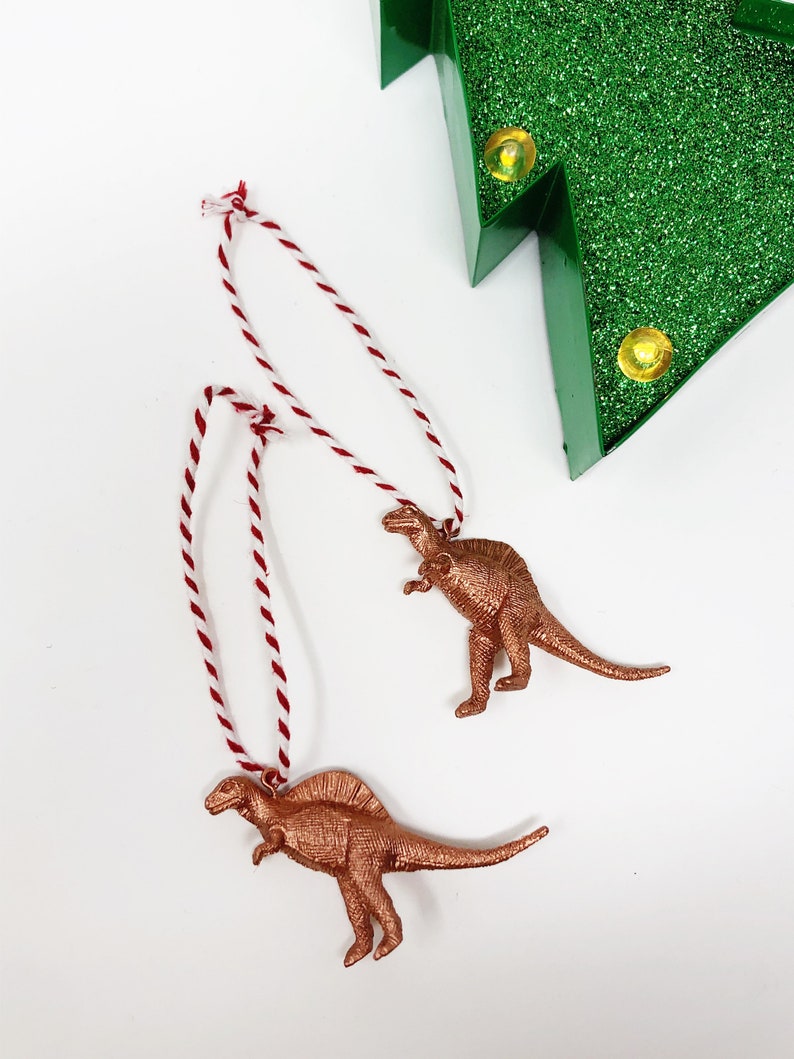 Copper Dinosaur Christmas Tree Decorations Set Mini Christmas Etsy