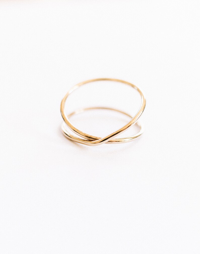 Thin Gold Ring Gold X Ring Criss Cross Ring Gold Stack Ring Super Thin Gold X Ring Gold Cross Ring Dainty Gold Ring Wire Wrap Ring