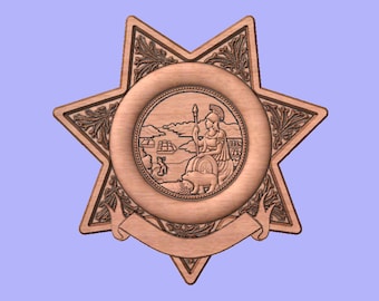 CHP California Highway Patrol badge 3D design cnc pattern for your CNC router / STL file